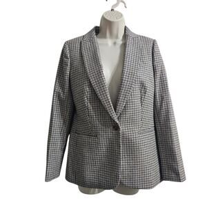 J CREW FACTORY Checkered One-Button Blazer Yellow Blue Size 4 NWT